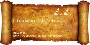 Lichtman Lőrinc névjegykártya