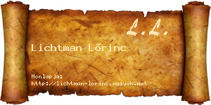 Lichtman Lőrinc névjegykártya
