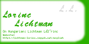 lorinc lichtman business card